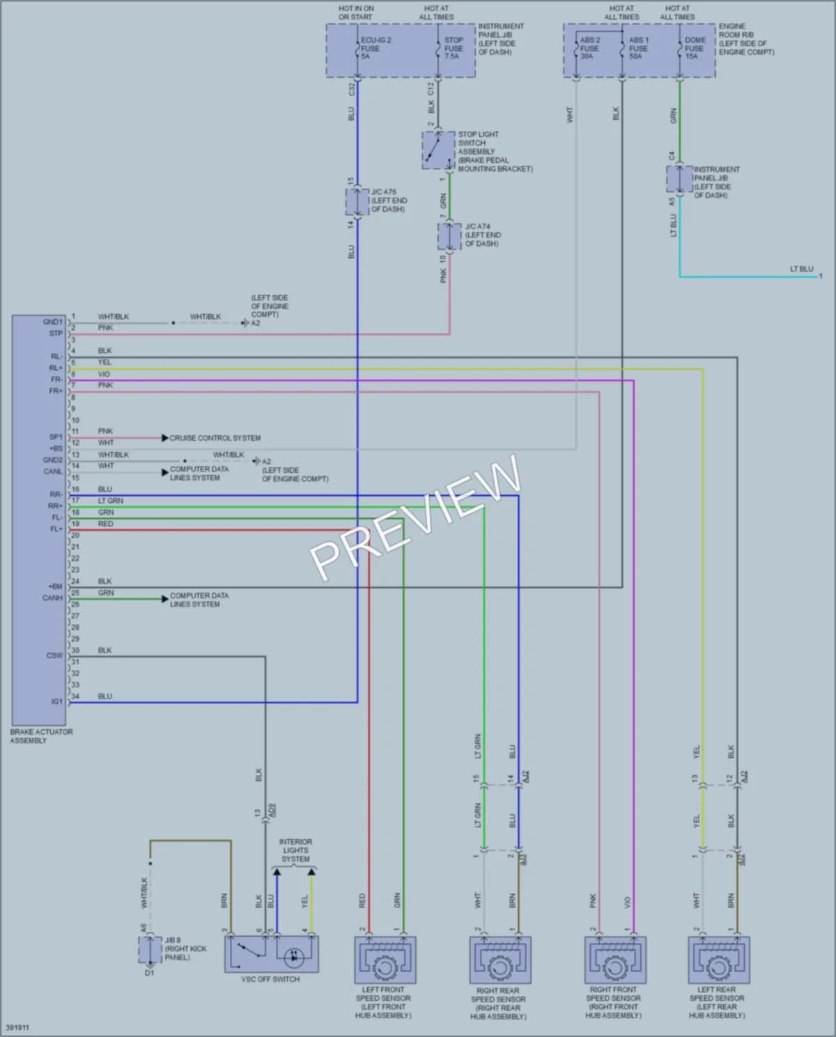 2013 Toyota Yaris Anti Lock Brakes wiring diagram preview