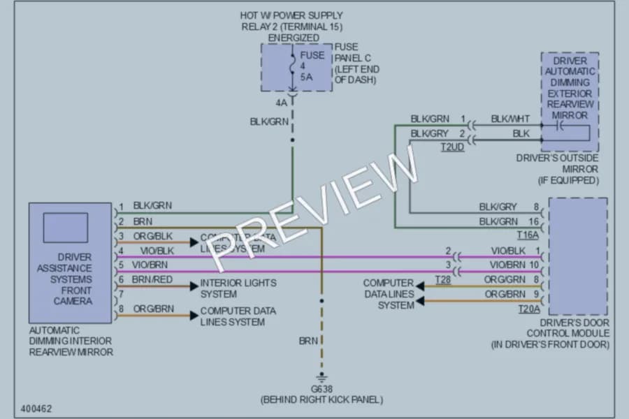 2013 Volkswagen Eos Power Mirrors wiring diagram preview