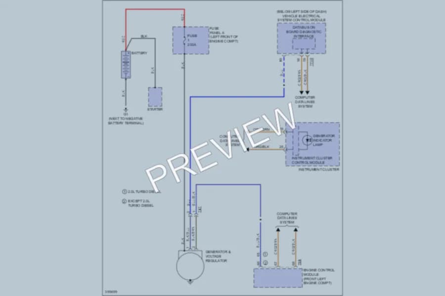 2013 Volkswagen 4D Sedan Starting Charging wiring diagram preview with protected circuit layout