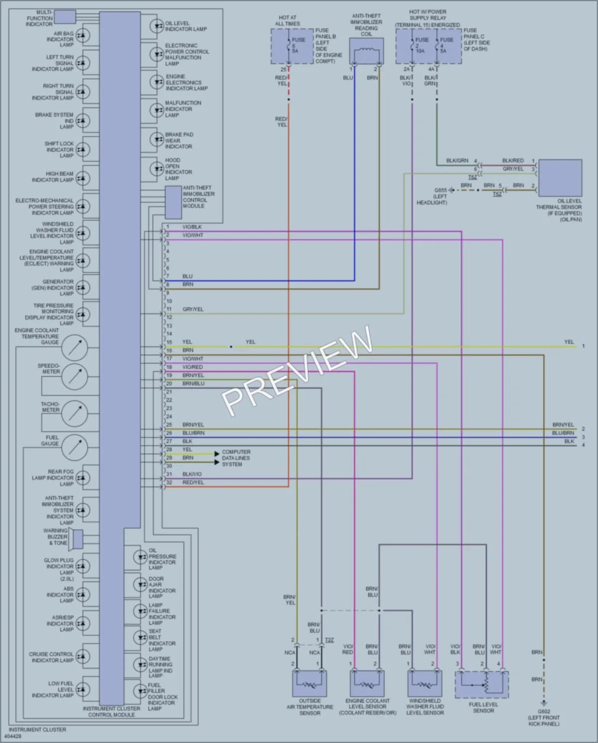 2013 Volkswagen 4D Wagon Instrument Cluster wiring diagram preview with protected circuit layout