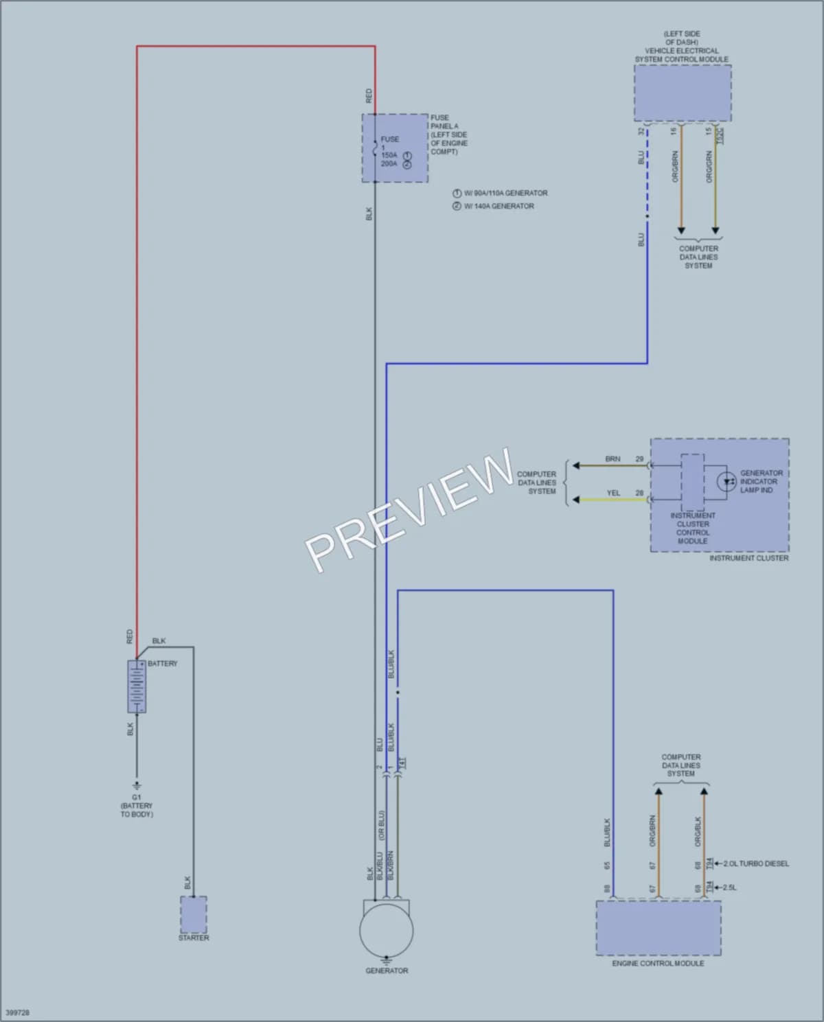 2013 Volkswagen 4D Wagon Starting Charging wiring diagram preview with protected circuit layout