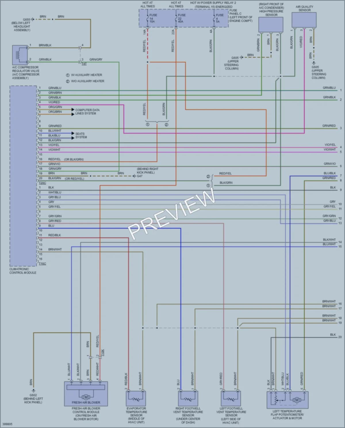 2013 Volkswagen GTI Air Conditioning wiring diagram preview