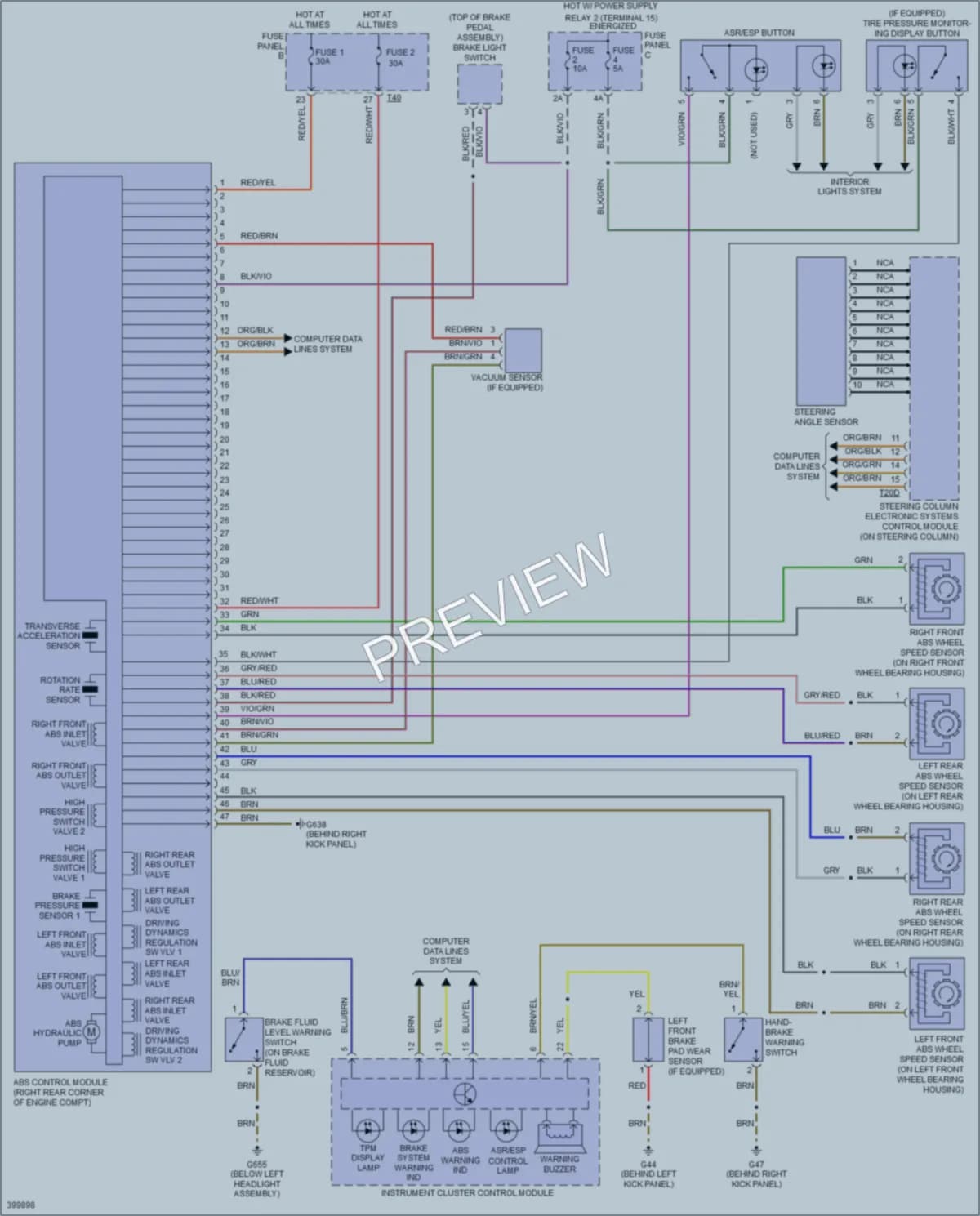 2013 Volkswagen GTI Anti Lock Brakes wiring diagram preview