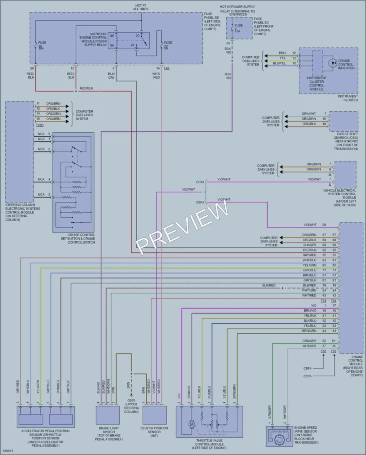 2013 Volkswagen GTI Cruise Control wiring diagram preview