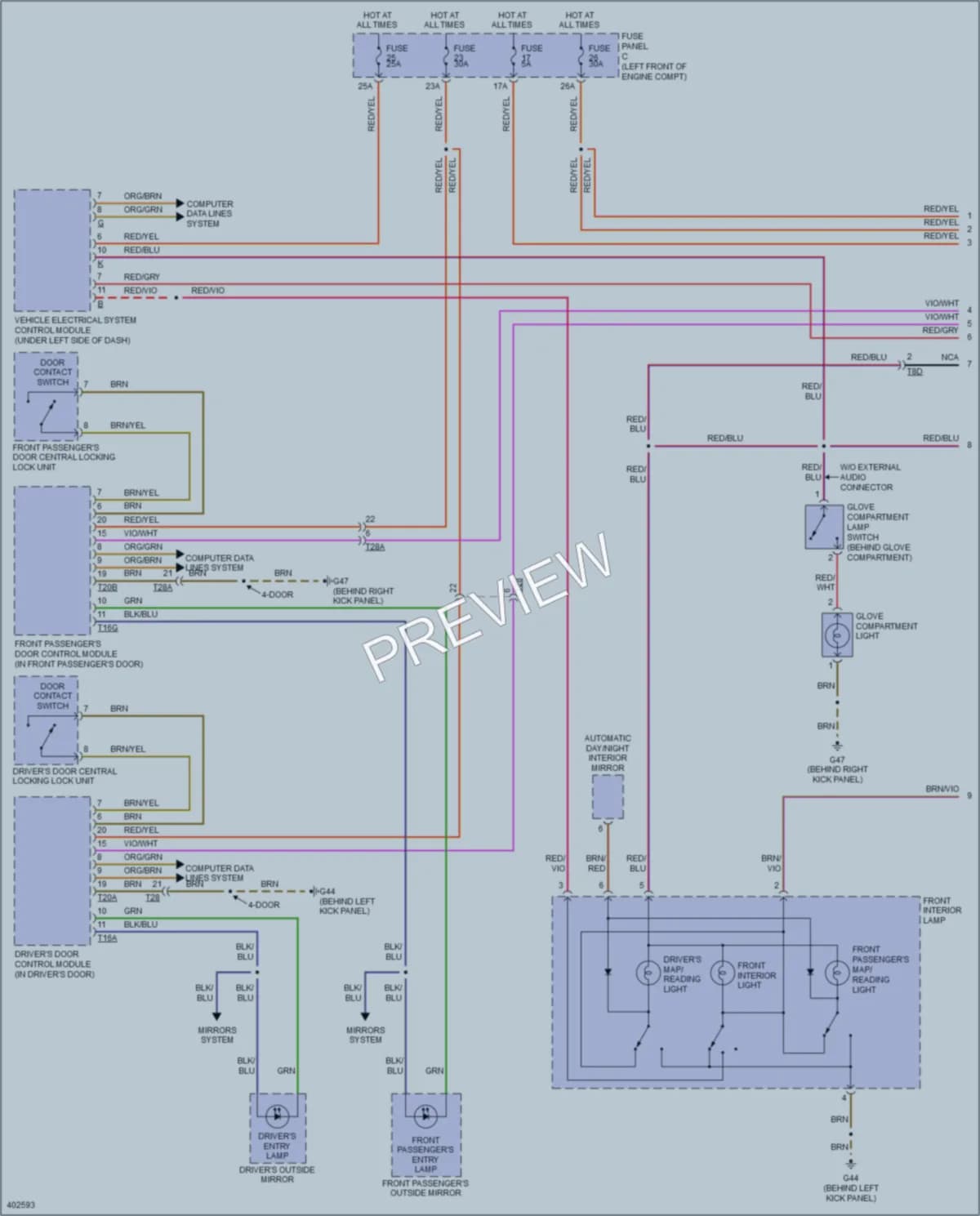 2013 Volkswagen GTI Interior Lights wiring diagram preview