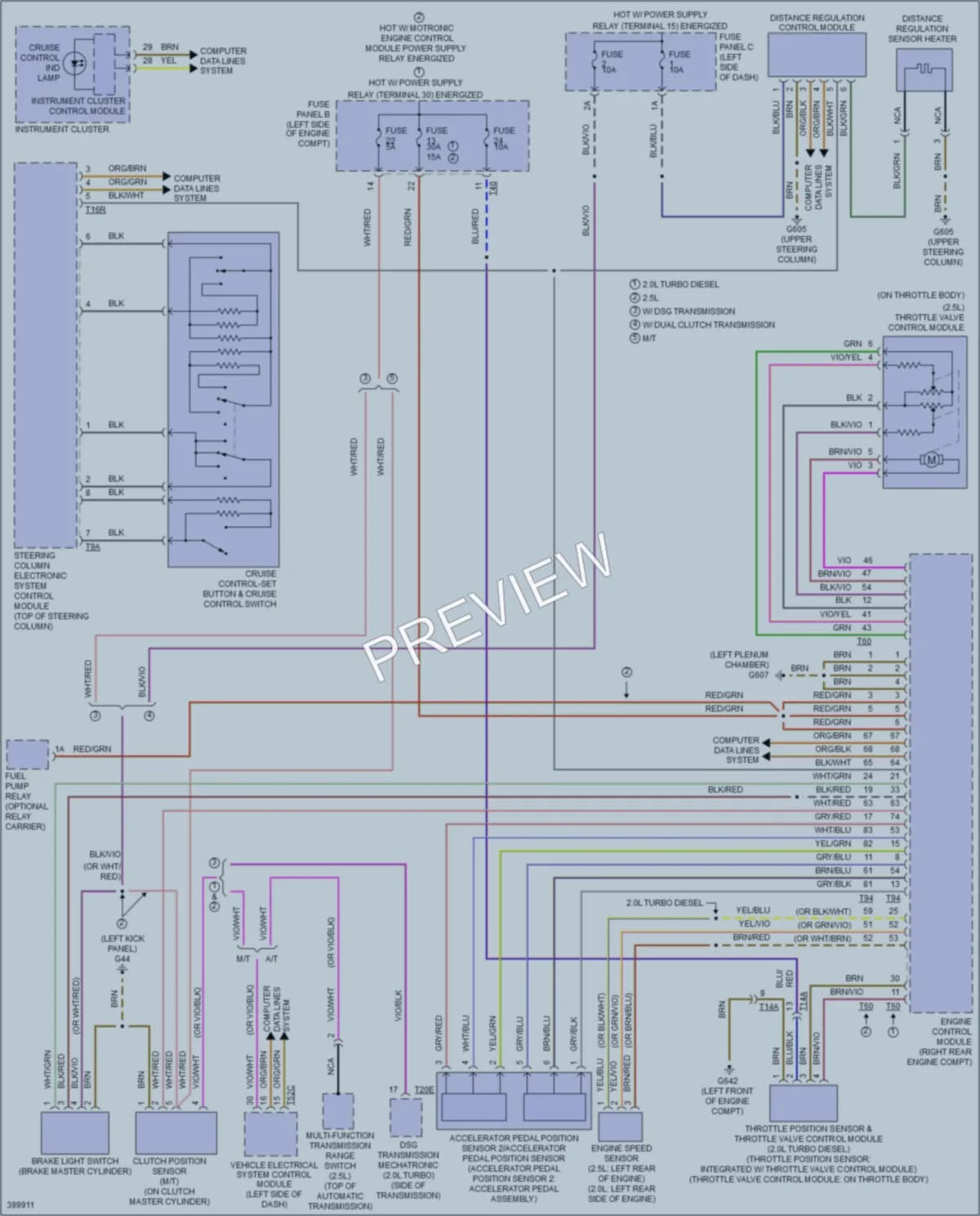 2013 Volkswagen Golf Cruise Control wiring diagram preview