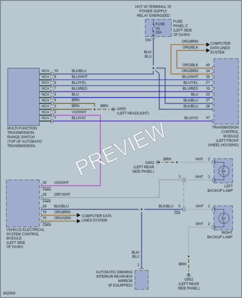 2013 Volkswagen Golf Exterior Lights wiring diagram preview