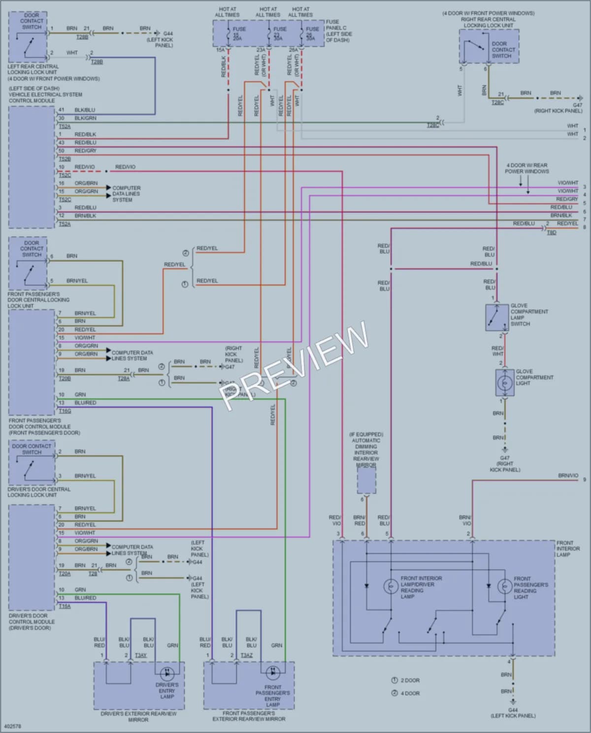 2013 Volkswagen Golf Interior Lights wiring diagram preview