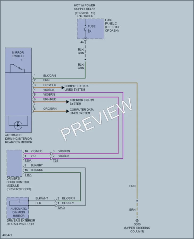 2013 Volkswagen Golf Power Mirrors wiring diagram preview