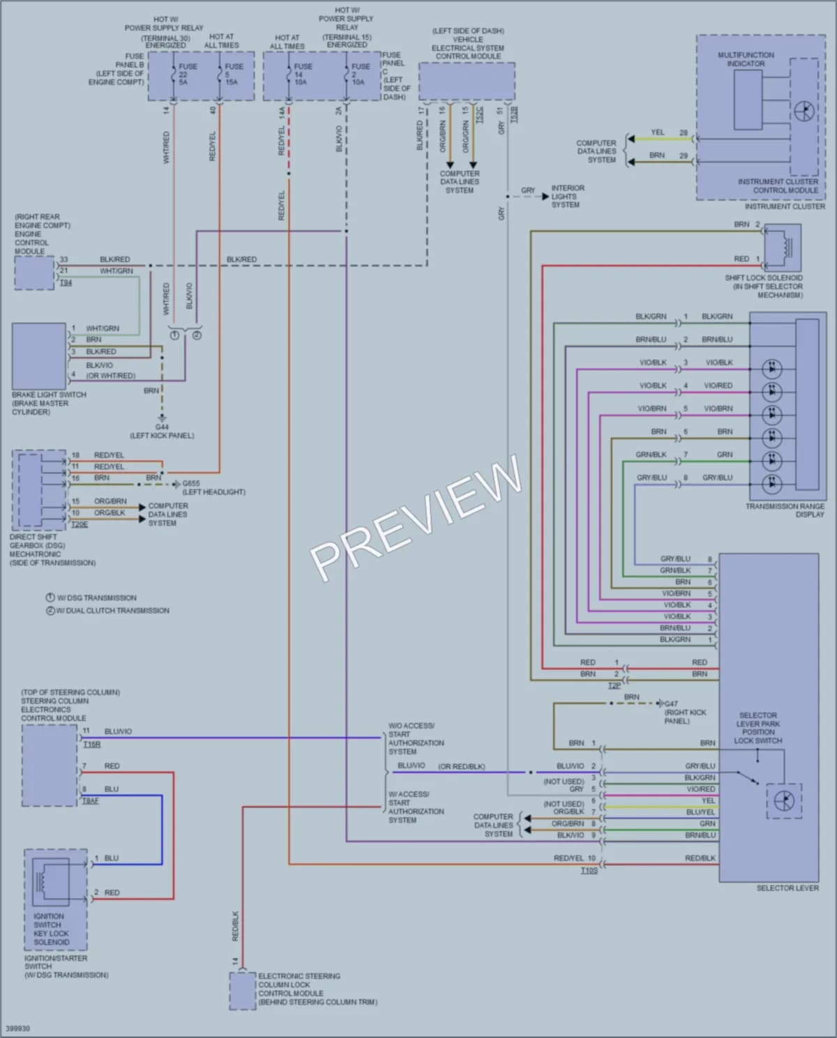 2013 Volkswagen Golf Shift Interlock wiring diagram preview