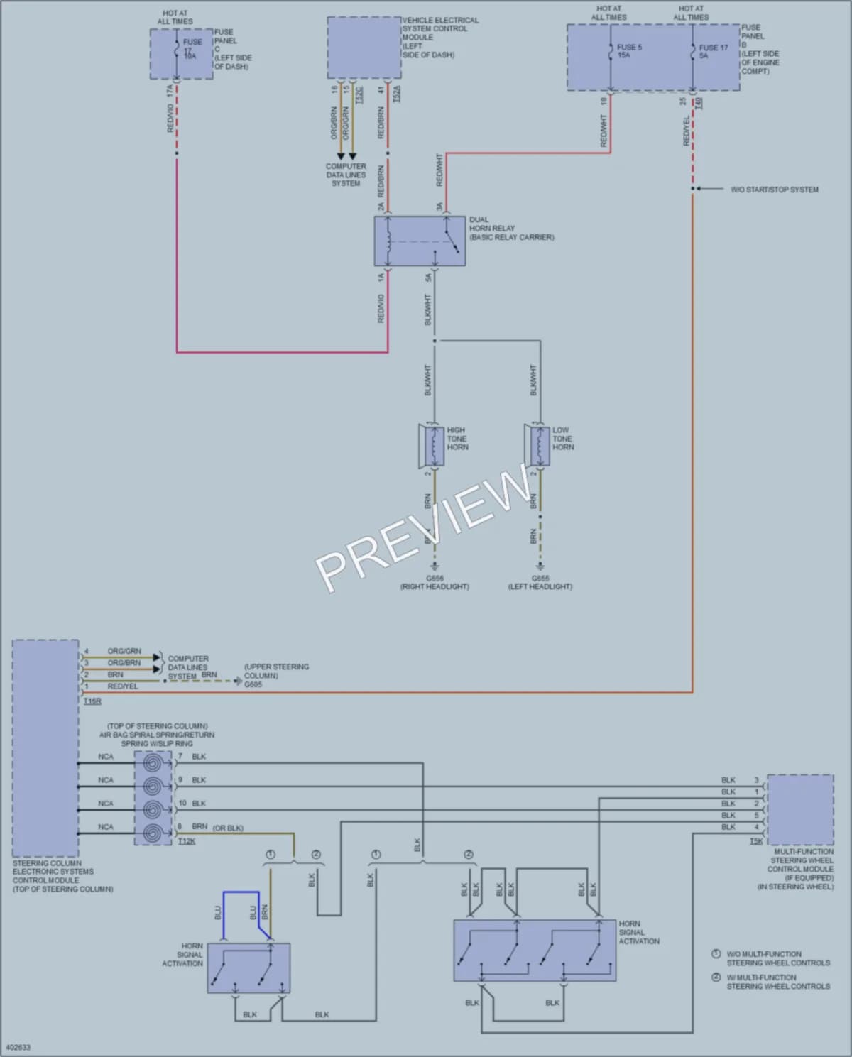 2013 Volkswagen GolfR Horn wiring diagram preview