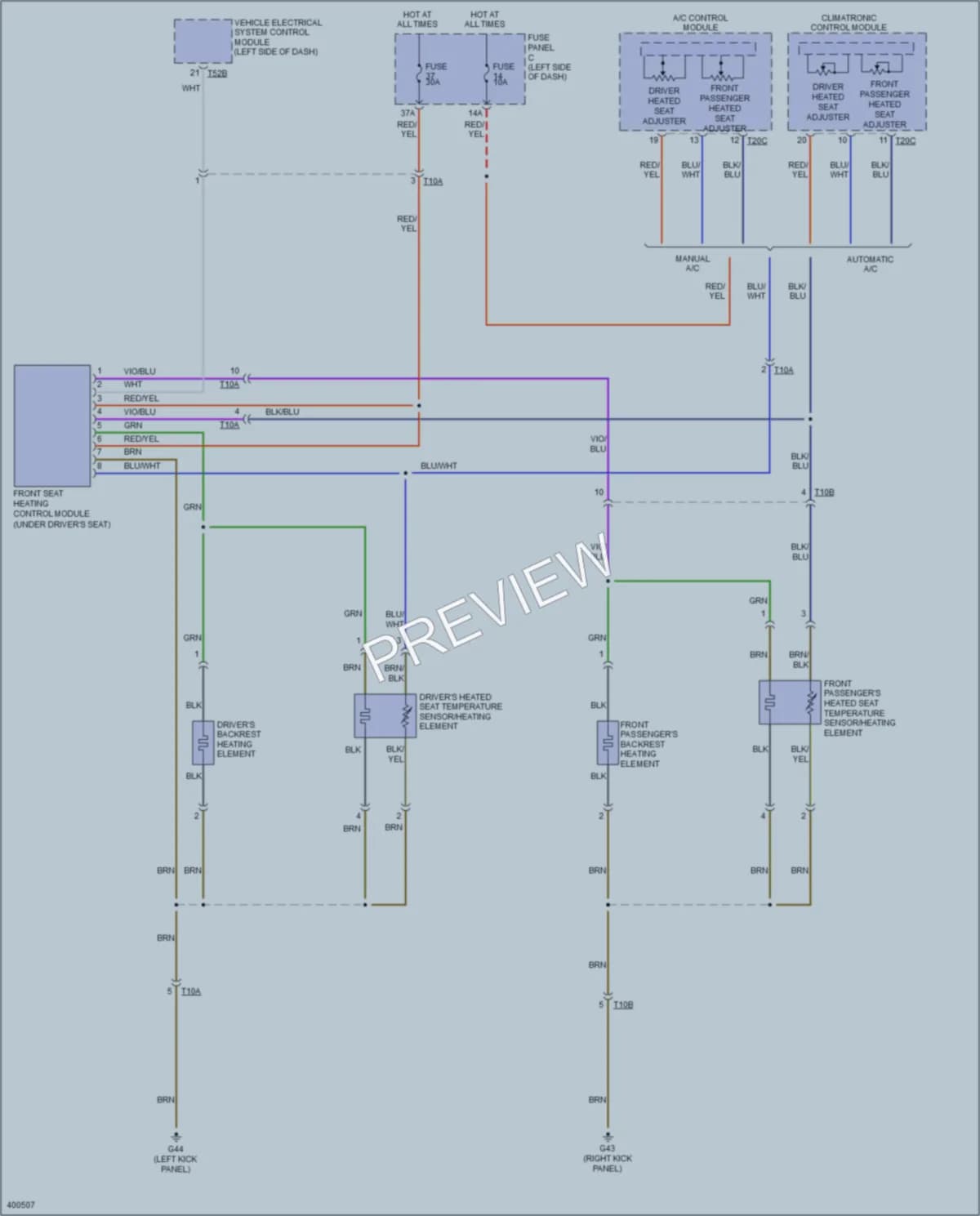 2013 Volkswagen GolfR Power Seats wiring diagram preview