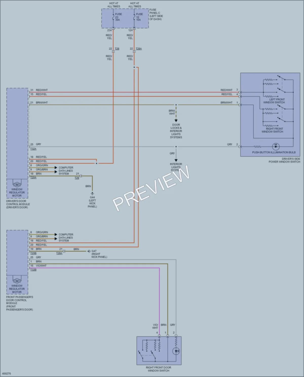 2013 Volkswagen GolfR Power Windows wiring diagram preview