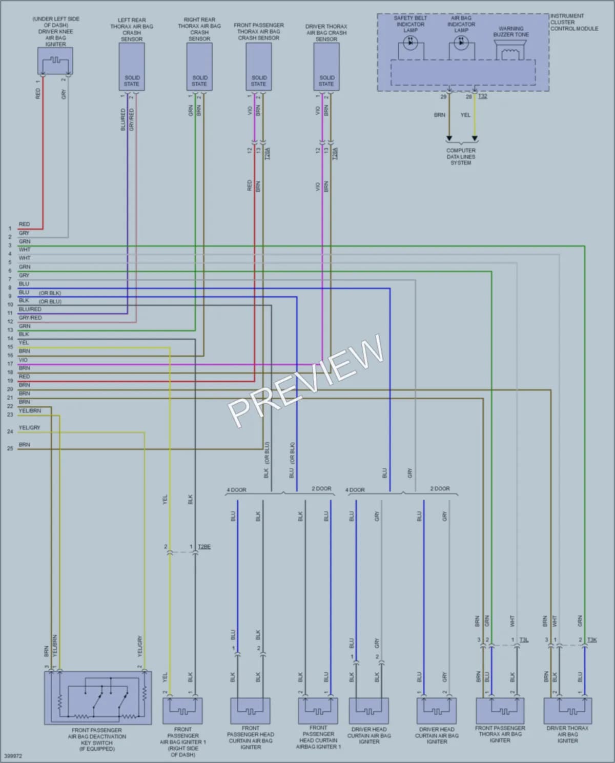 2013 Volkswagen GolfR Supplemental Restraints wiring diagram preview