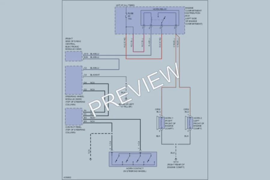 2013 Volvo C70 Horn wiring diagram preview