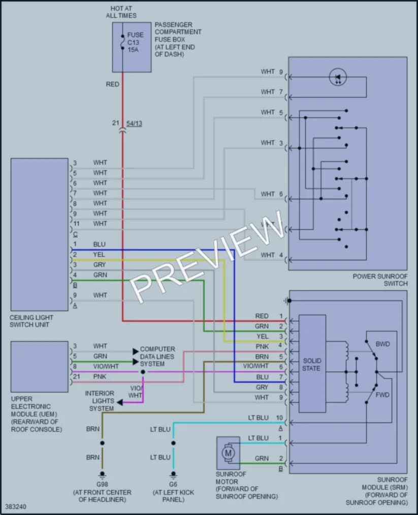 2013 Volvo XC90 Power Top Sunroof wiring diagram preview