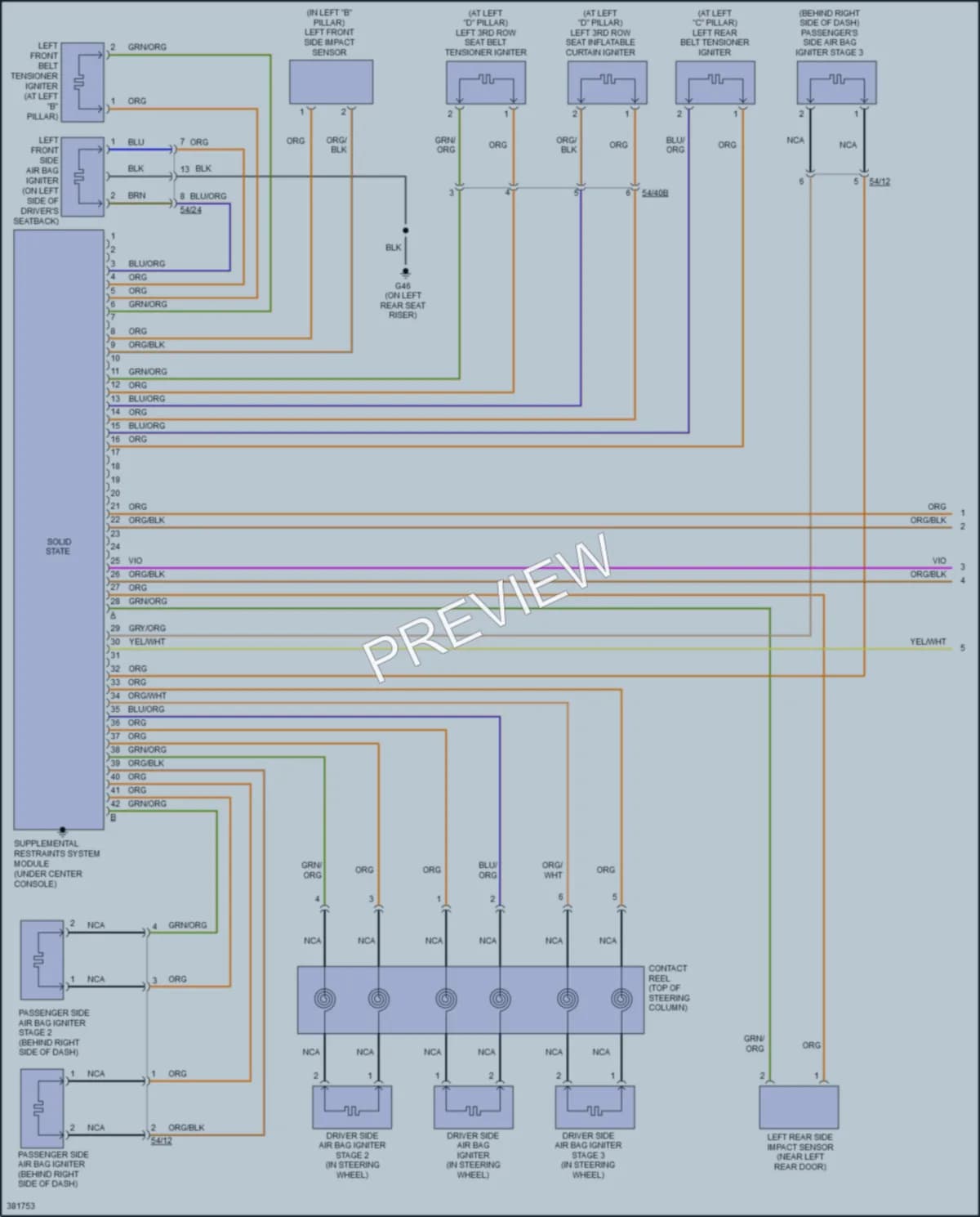2013 Volvo XC90 Supplemental Restraints wiring diagram preview