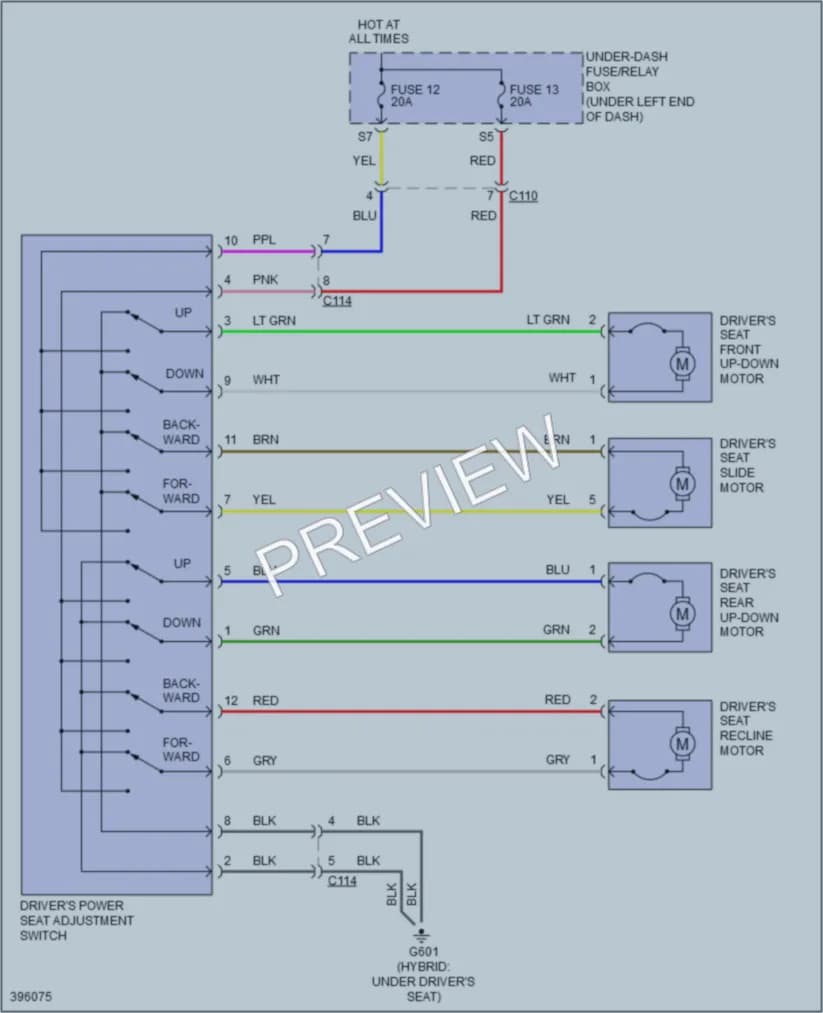 2014 Acura ILX Power Seats wiring diagram preview