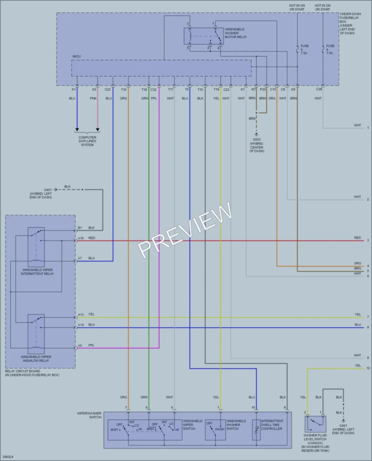 2014 Acura ILX Wiper Washer wiring diagram preview
