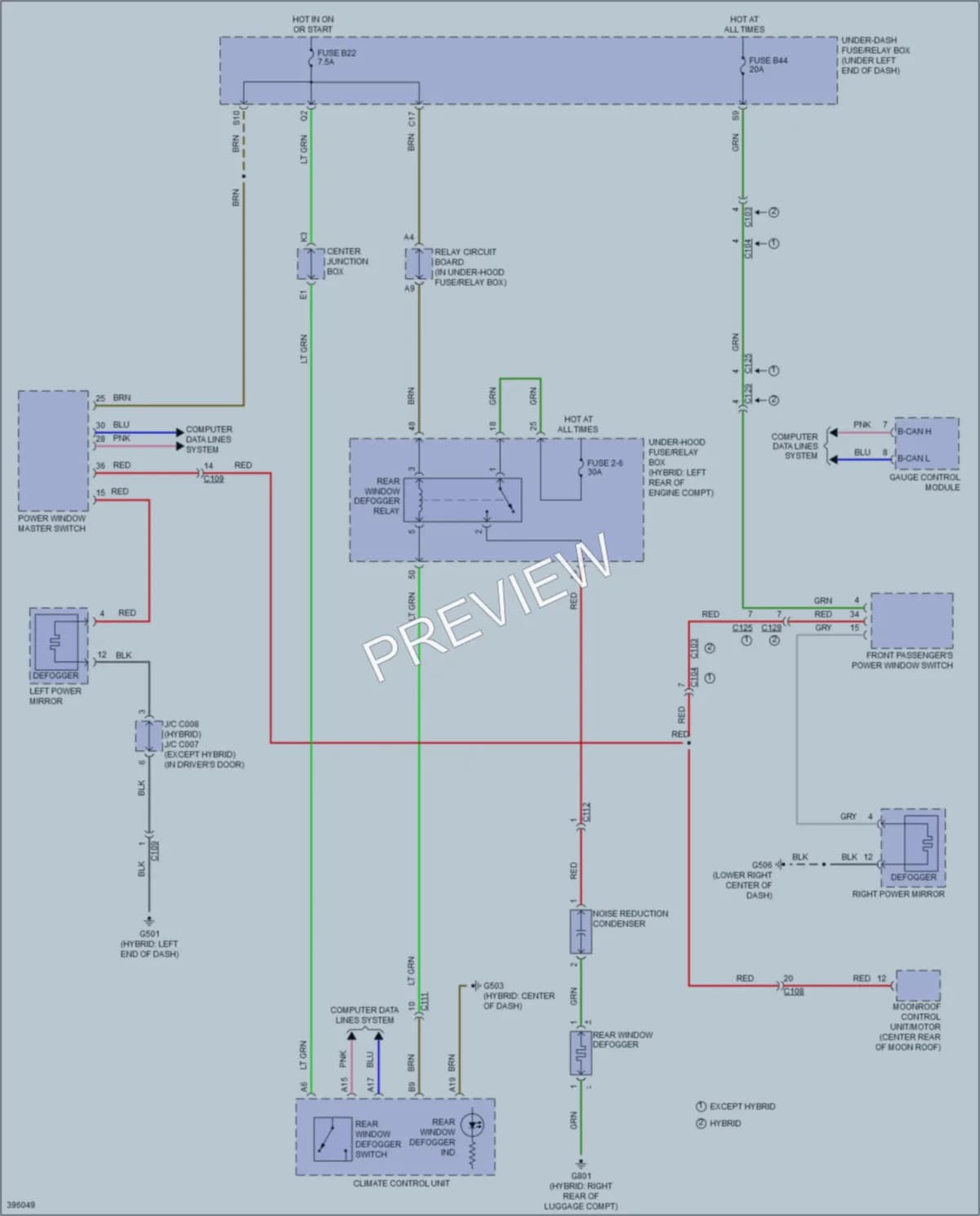 2014 Acura ILXHybrid Defoggers wiring diagram preview
