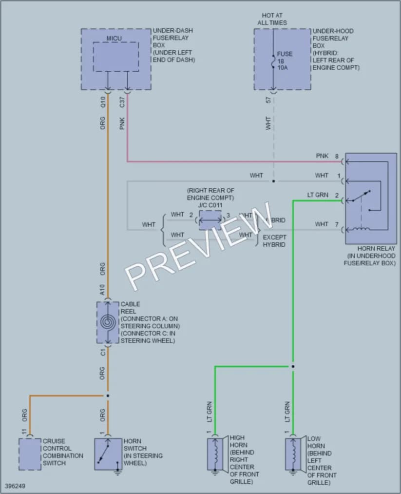 2014 Acura ILXHybrid Horn wiring diagram preview