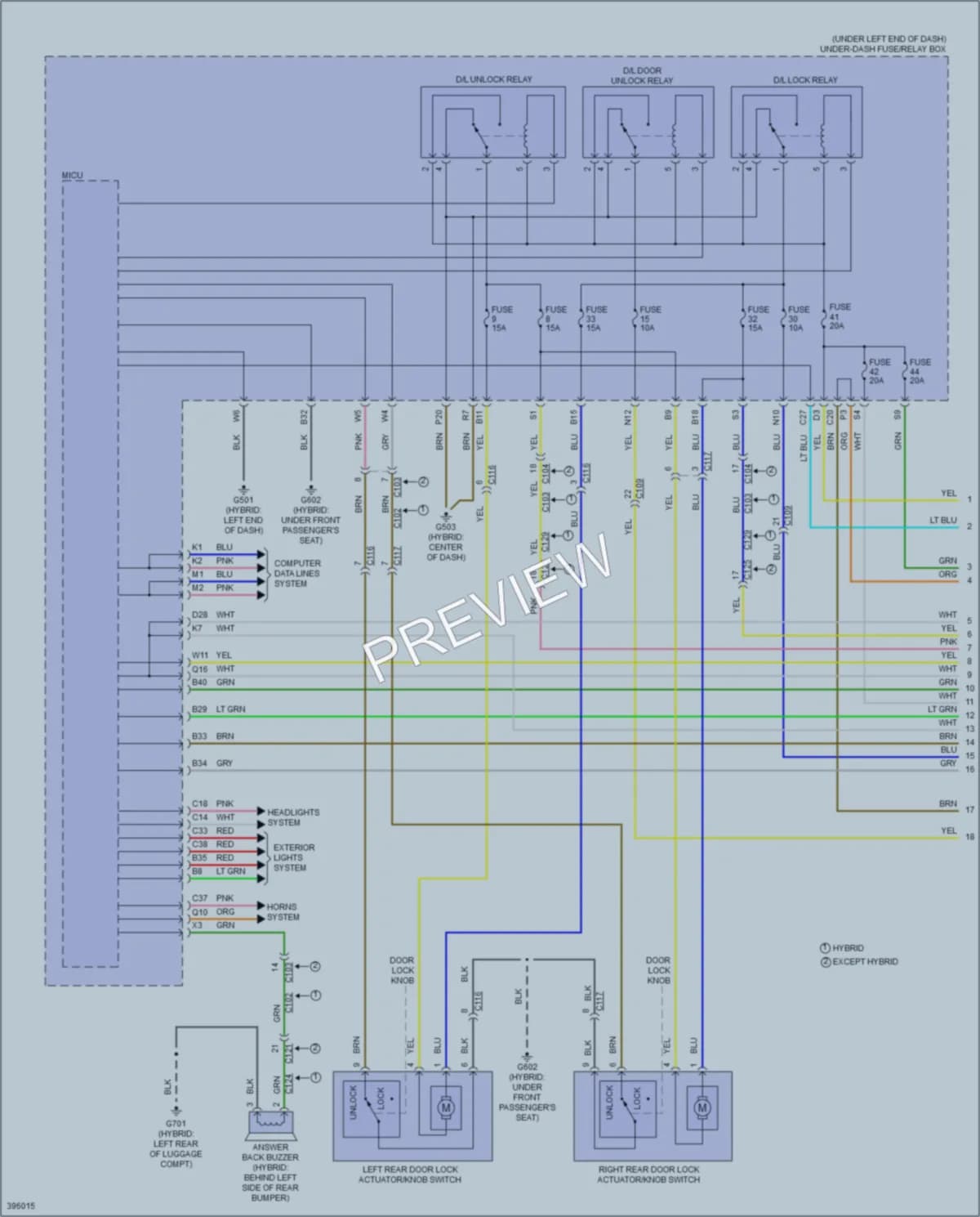 2014 Acura ILXHybrid Power Door Locks wiring diagram preview