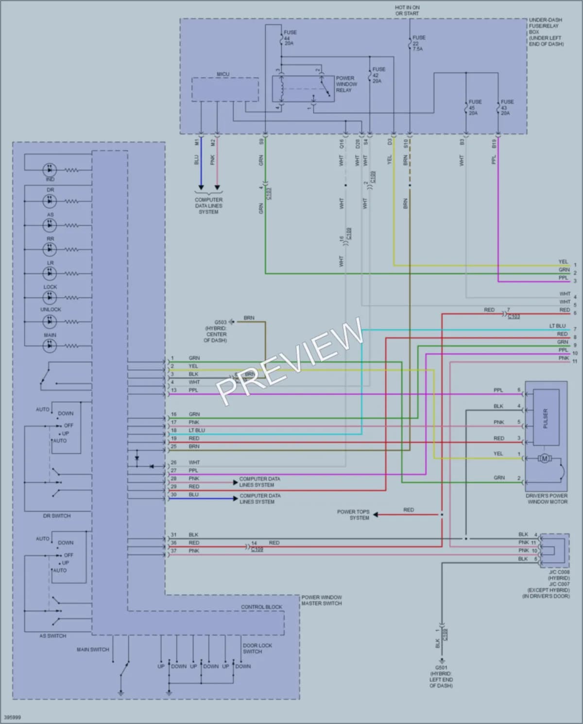 2014 Acura ILXHybrid Power Windows wiring diagram preview