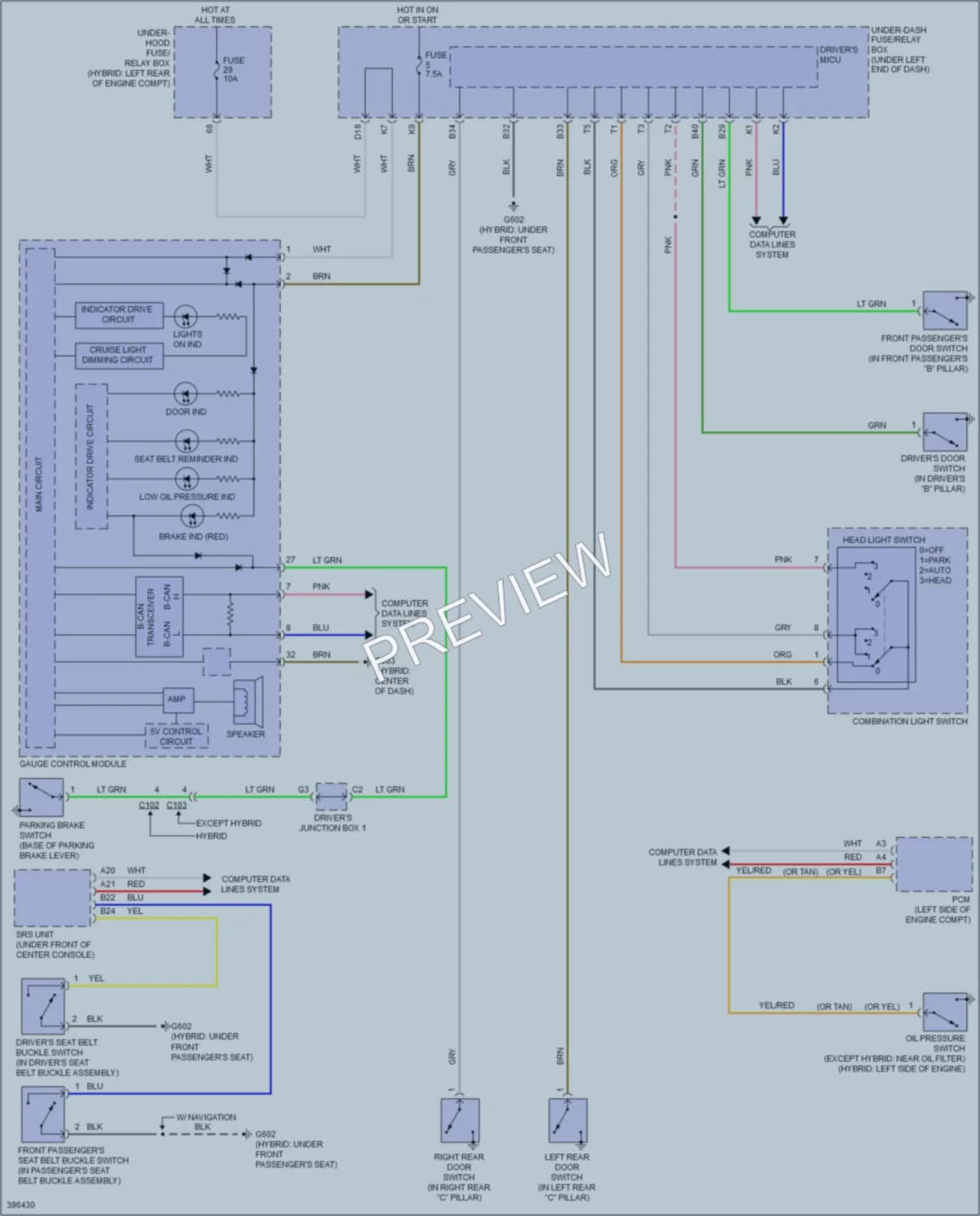 2014 Acura ILXHybrid Warning Systems wiring diagram preview