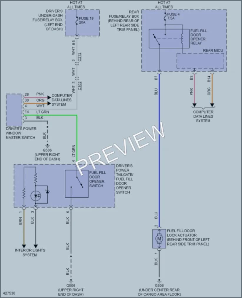 2014 Acura MDX Trunk Tailgate Fuel Door wiring diagram preview