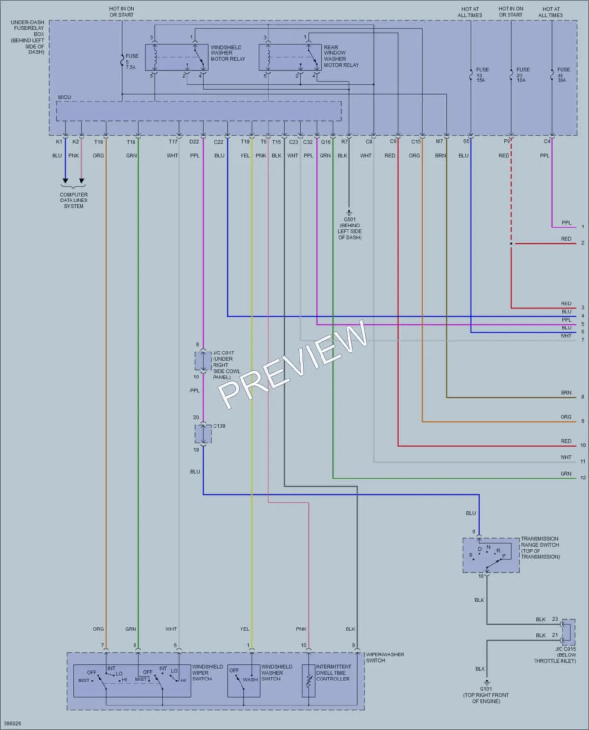 2014 Acura RDX Wiper Washer wiring diagram preview