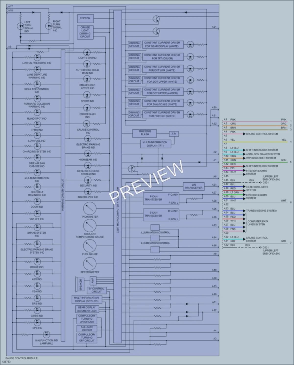 2014 Acura RLX Instrument Cluster wiring diagram preview
