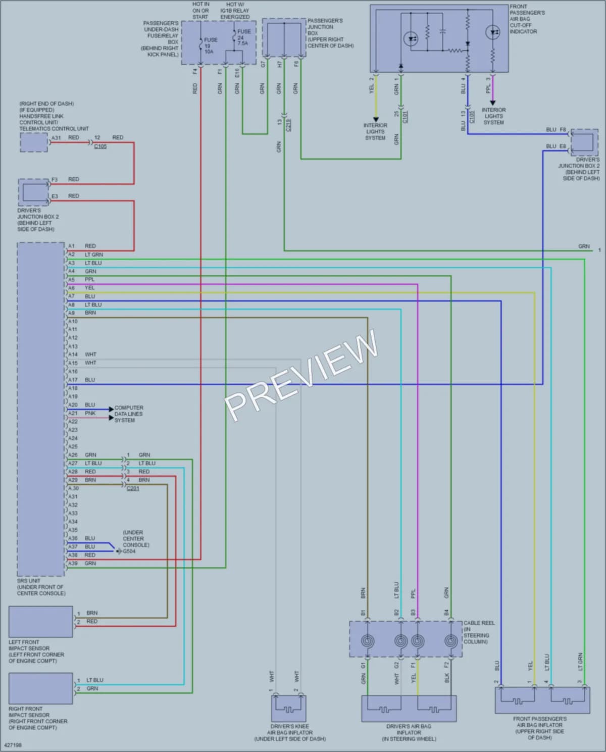 2014 Acura RLXSportHybrid Supplemental Restraints wiring diagram preview