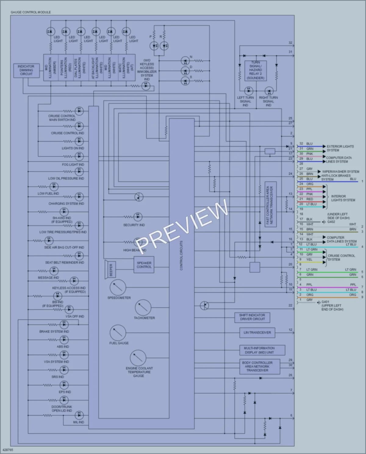 2014 Acura TL Instrument Cluster wiring diagram preview