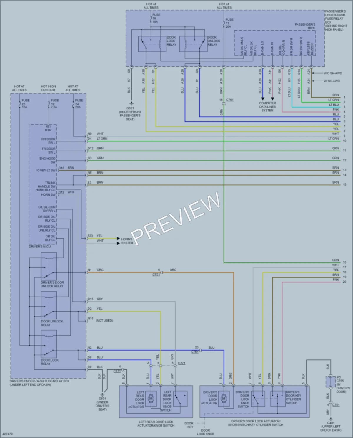 2014 Acura TL Power Door Locks wiring diagram preview