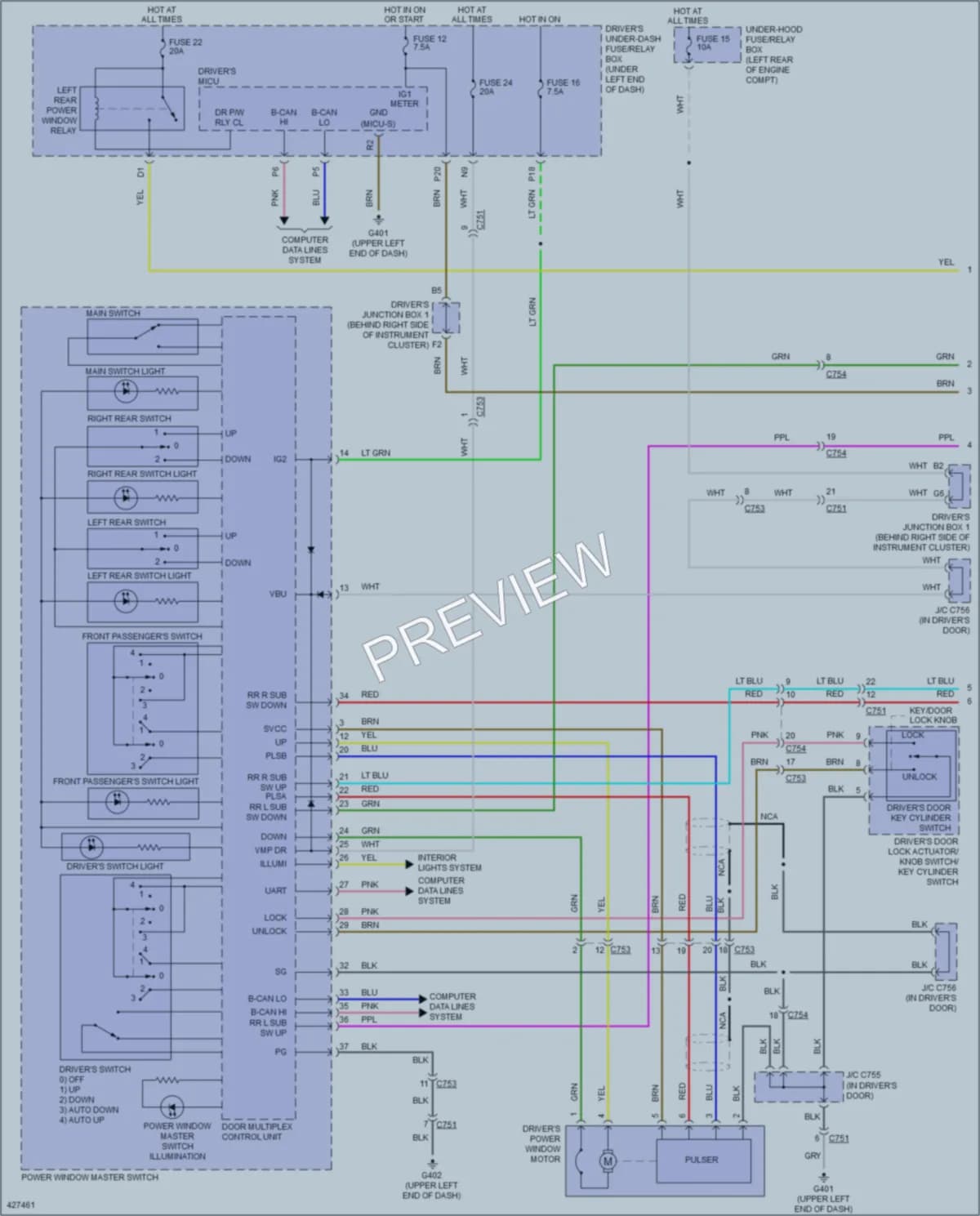2014 Acura TL Power Windows wiring diagram preview