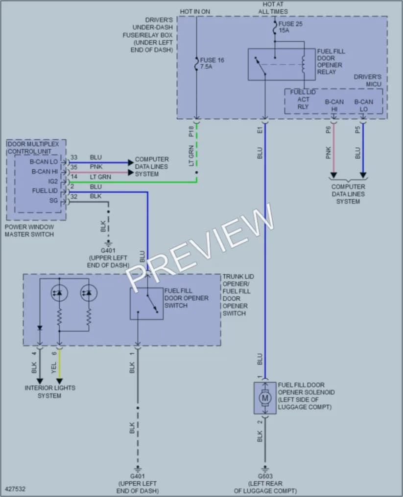 2014 Acura TL Trunk Tailgate Fuel Door wiring diagram preview