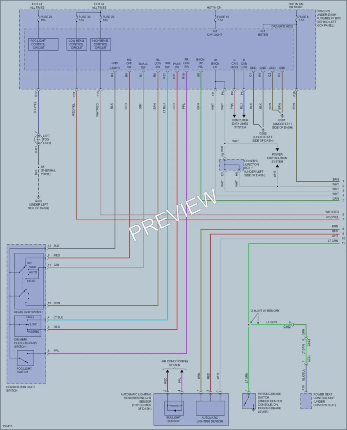 2014 Acura TSX Headlights wiring diagram preview