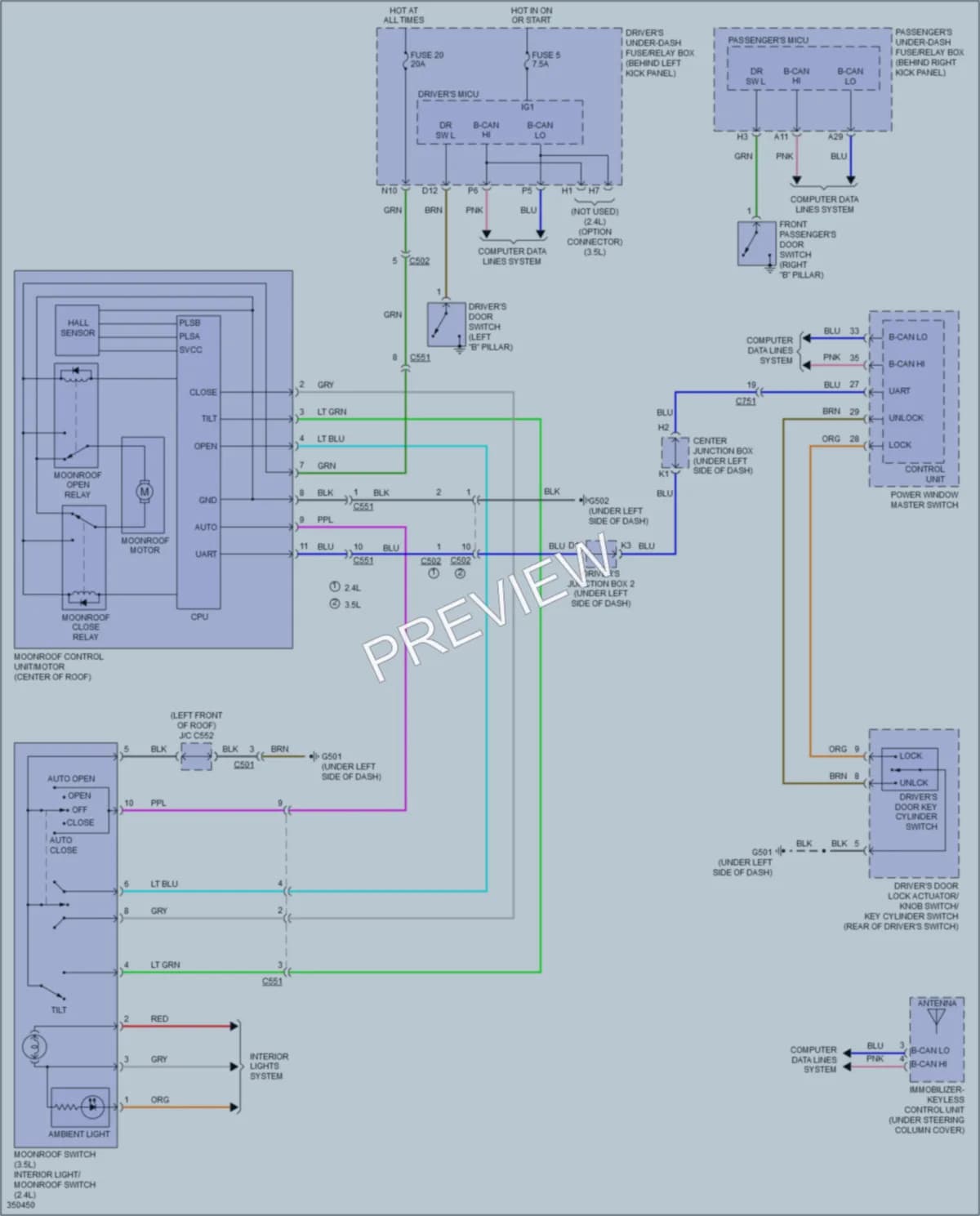 2014 Acura TSX Power Top Sunroof wiring diagram preview