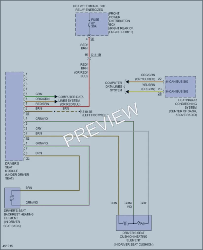 2014 BMW 328d Power Seats wiring diagram preview