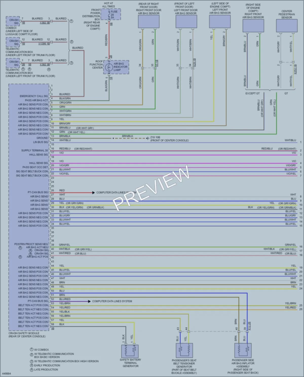2014 BMW 328iGranTurismo Supplemental Restraints wiring diagram preview
