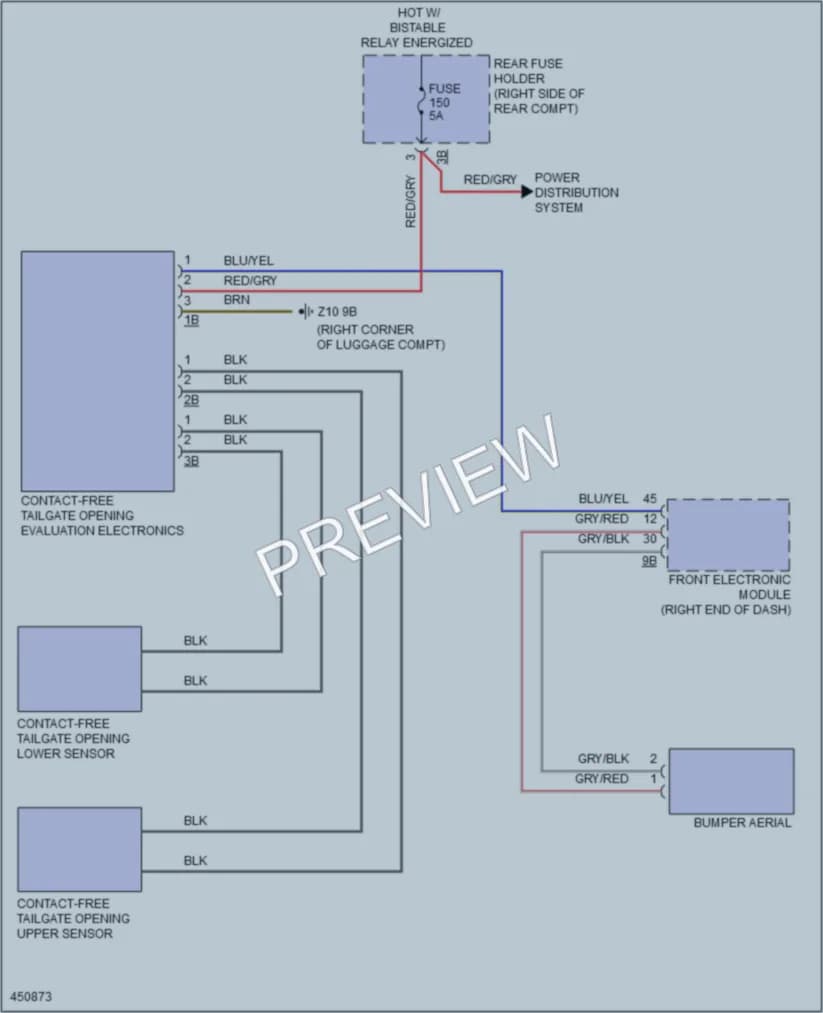 2014 BMW 335i Trunk Tailgate Fuel Door wiring diagram preview