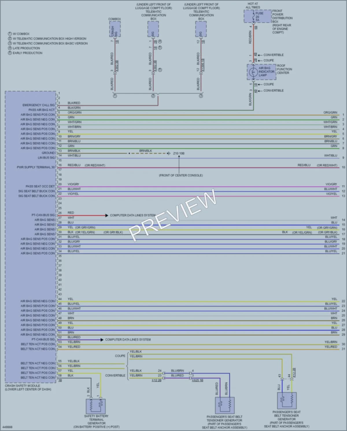 2014 BMW 435i Supplemental Restraints wiring diagram preview