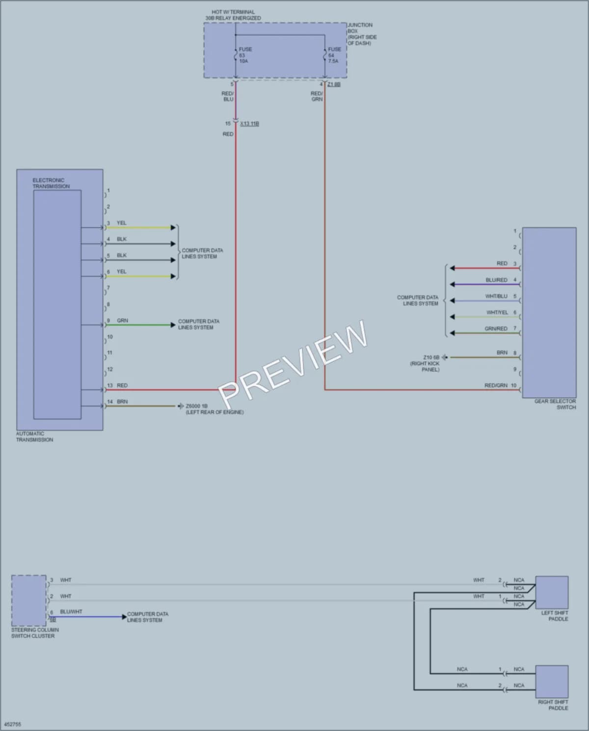 2014 BMW 528i Transmission wiring diagram preview