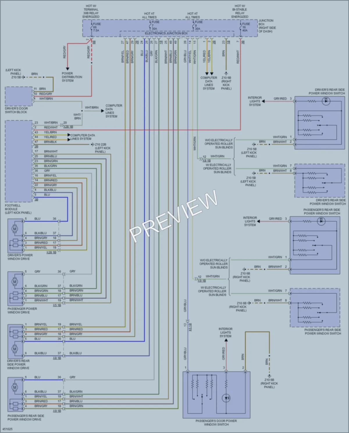 2014 BMW 535i Power Windows wiring diagram preview