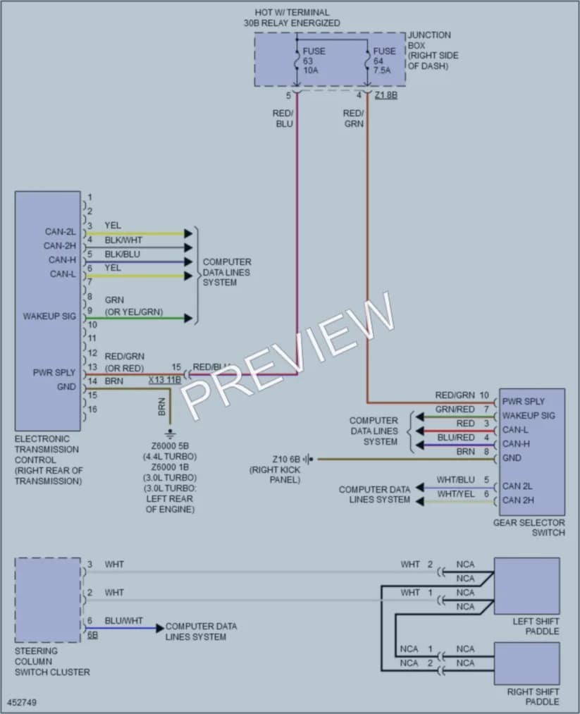2014 BMW 535i Transmission wiring diagram preview