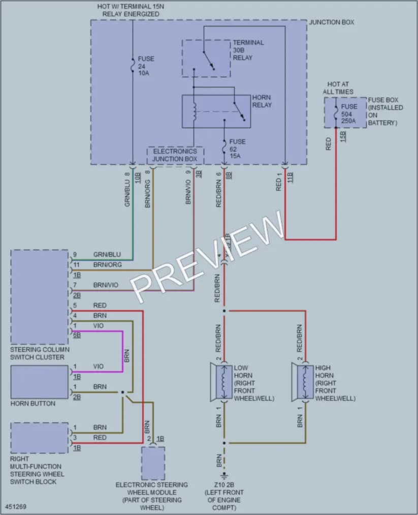 2014 BMW 640i Horn wiring diagram preview