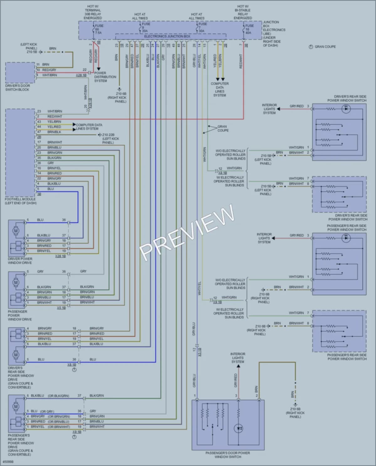 2014 BMW 640i Power Windows wiring diagram preview