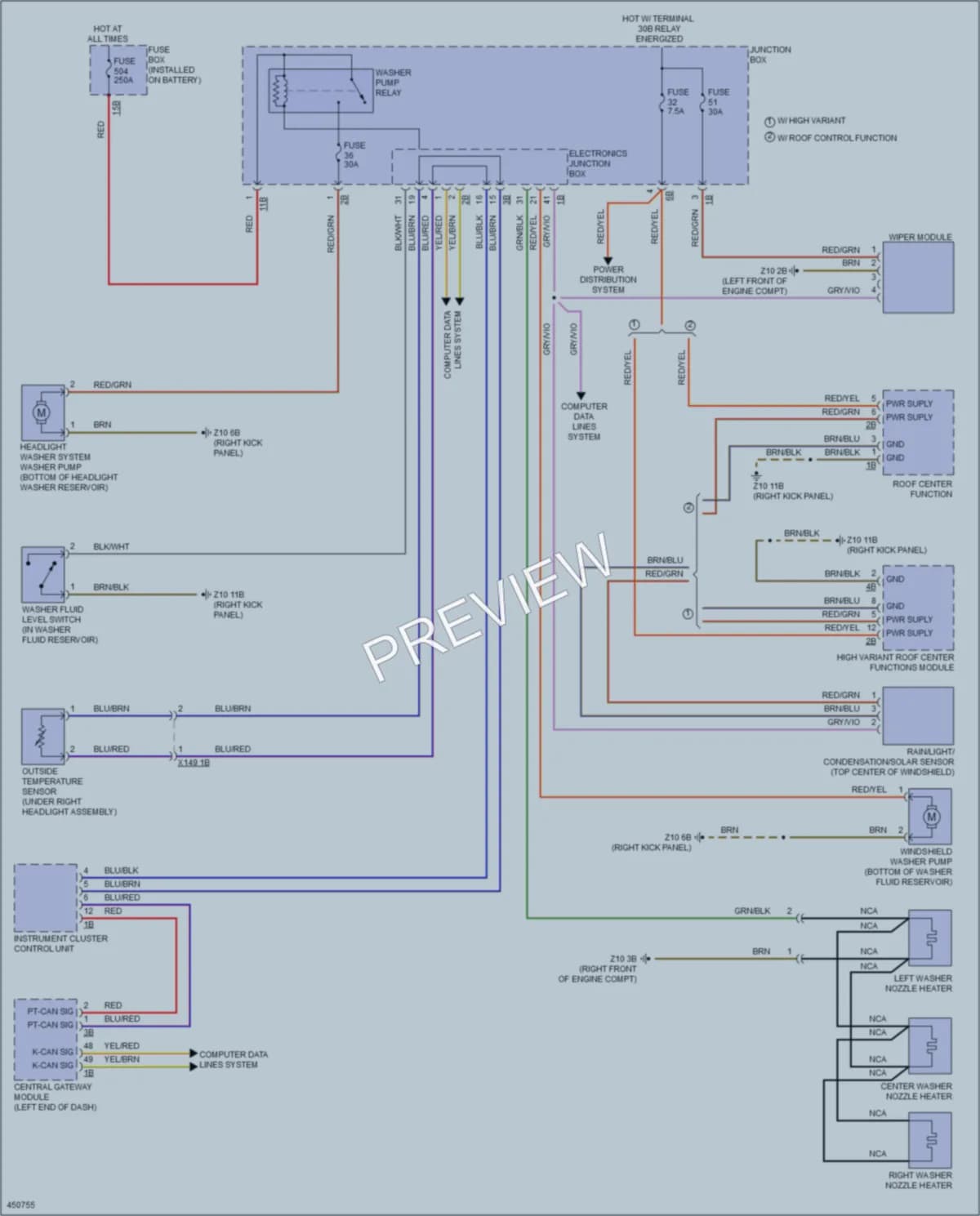 2014 BMW 640i Wiper Washer wiring diagram preview