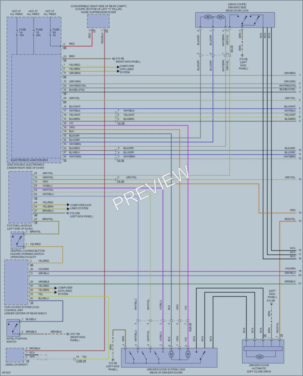 2014 BMW 640iGranCoupe Power Door Locks wiring diagram preview