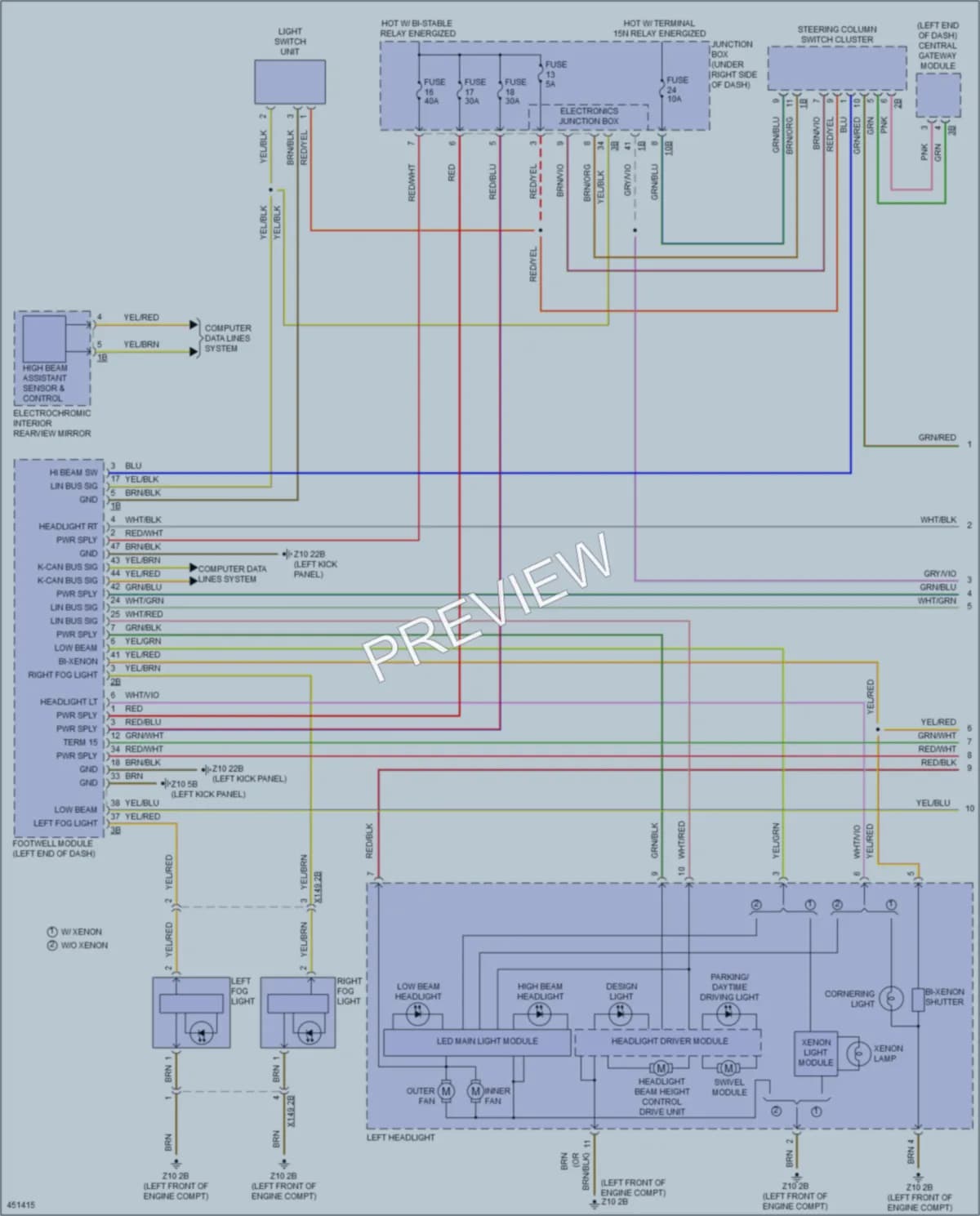 2014 BMW 650iGranCoupe Headlights wiring diagram preview